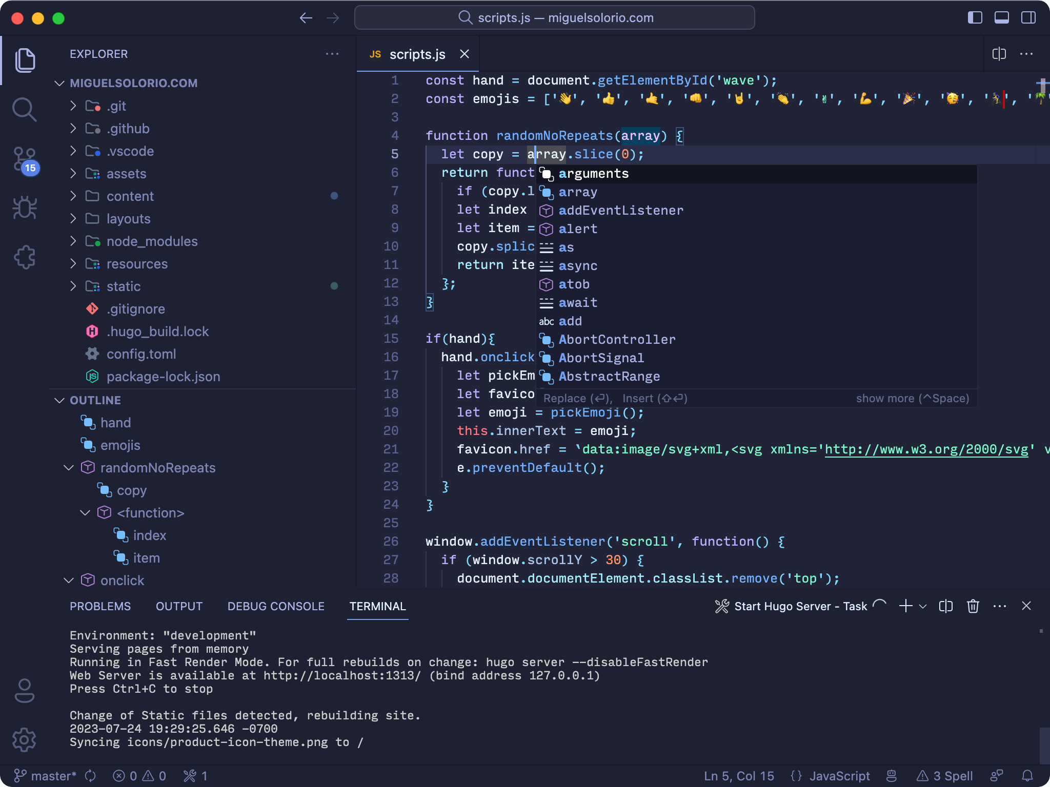 VS Code with a rounded custom product icon theme applied to the activity bar, file explorer, outline, and IntelliSense